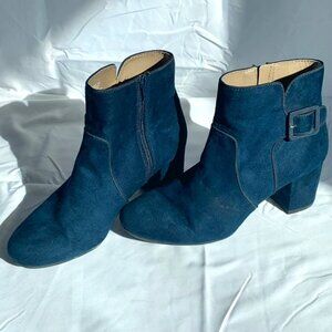 Heeled Velvety Faux Suede Upper Heeled Ankle Booties